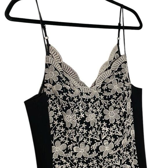 EUC Eva Franco at Anthropologie Black & Off-White Floral Embroidery Dress - Picture 4 of 8